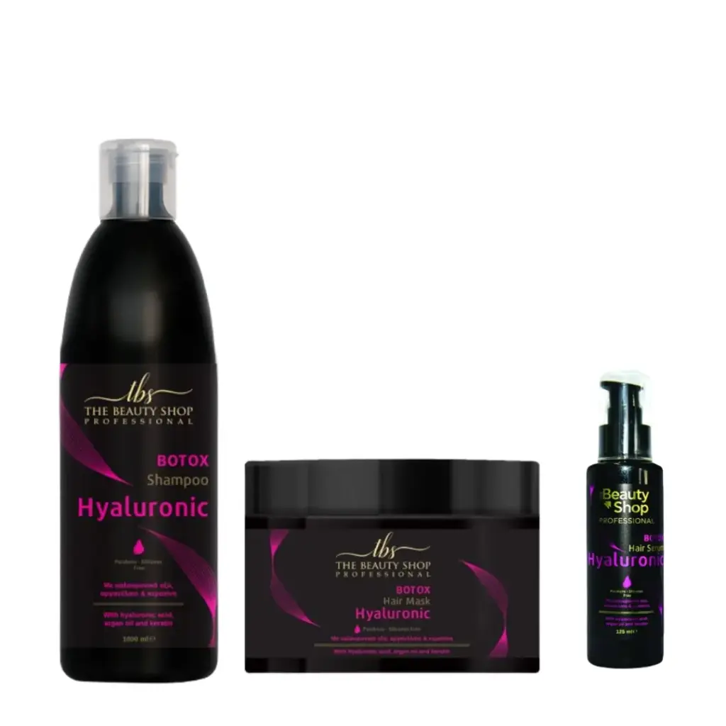  ​​​​​Σετ Υαλουρονικού- Σαμπουάν1000ml, Μάσκα Μαλλιών 500ml & Serum100ml 