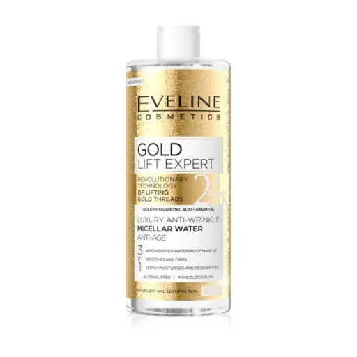 Eveline Gold Lift Expert Micellar Water  ντεμακιγιάζ προσώπου της Eveline 3in1 500ml