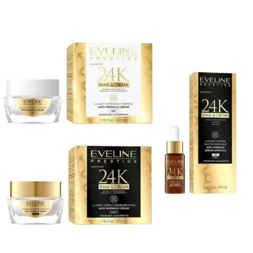 Πακέτο Αντιγήρανσης Eveline 24K Snail & Caviar (Ορός + Κρέμα Ημέρας + Κρέμα Νύχτας)