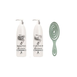 ​Σετ Μετάξι Κερατίνη Σαμπουάν & Conditioner 1lt & Βούρτσα GO BIO (GREEN)